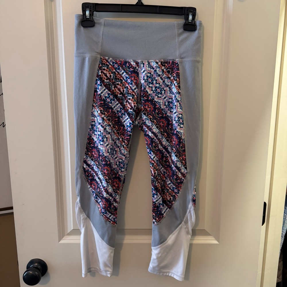 Athleta Gray and Multicolor Cropped Leggings